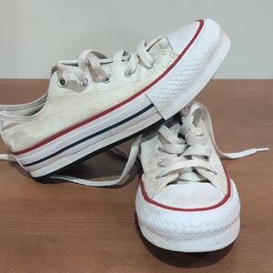 Converse Kids Sneakers in White with Red and Black Accents
